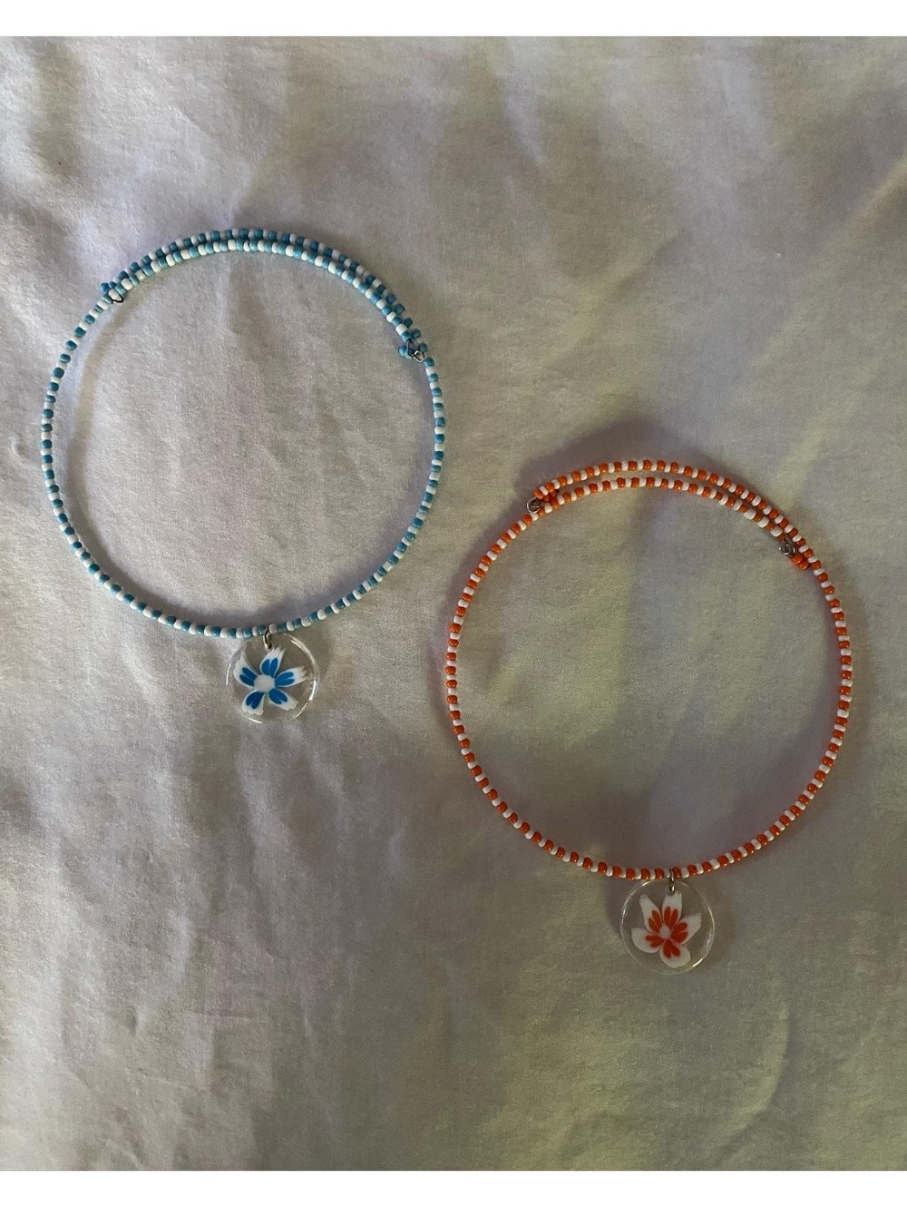 Beaded Y2K Floral Pendant Necklaces (Set Of 2)